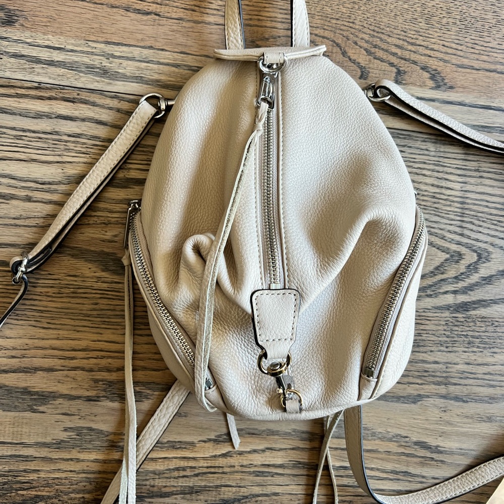 Rebecca Minkoff Pebbled Leather Mini Backpack in Light Cream - Picture 6 of 7